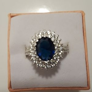 Sterling silver sapphire ring size 6, new